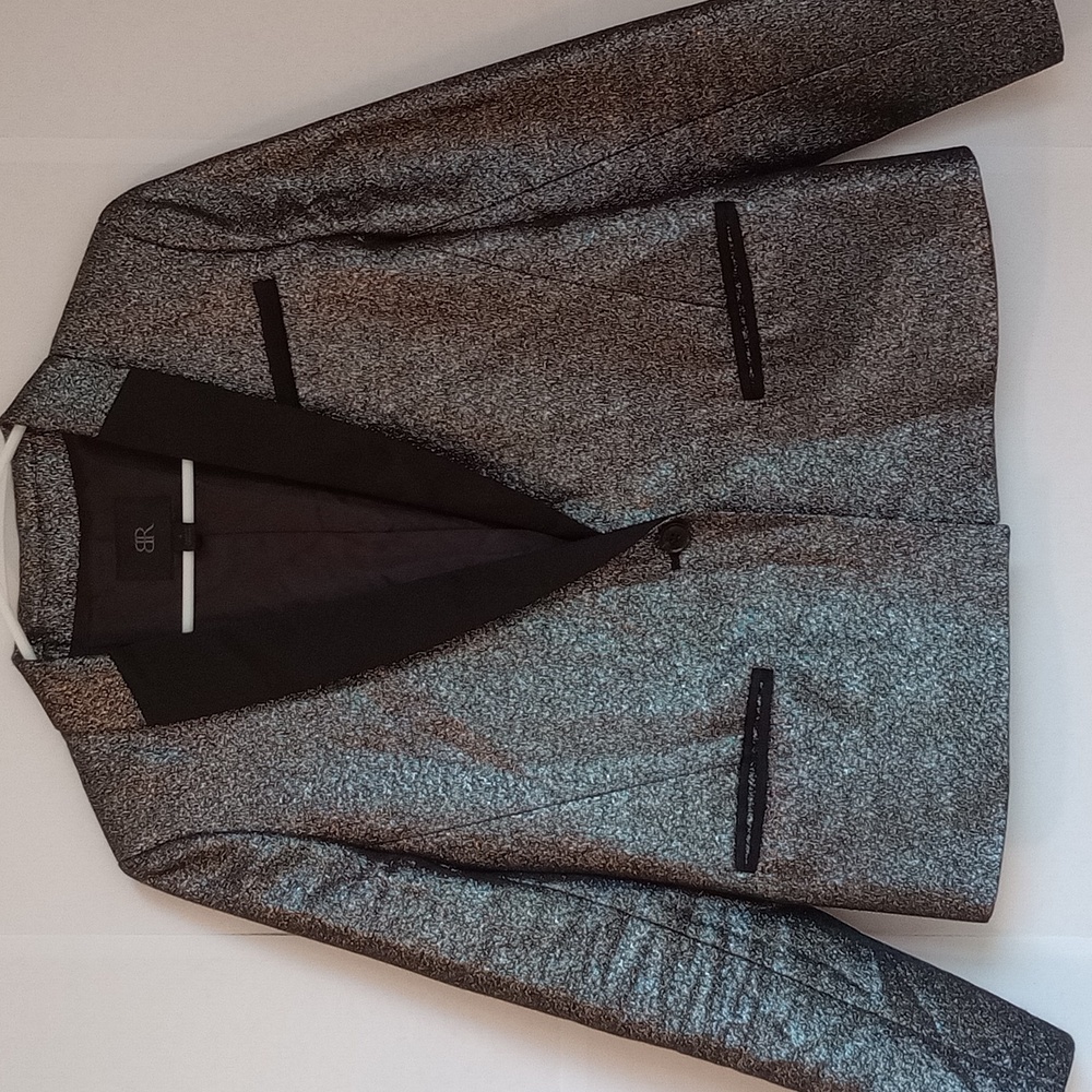 Banana Republic Monogram  Silver Metallic Lame' Blazer 4 Tuxedo Style